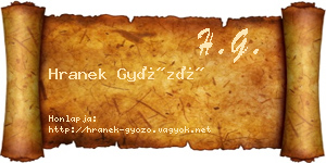 Hranek Győző névjegykártya